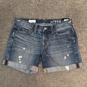 GAP Women's Rolled Cuff Jean Shorts - Dark Blue